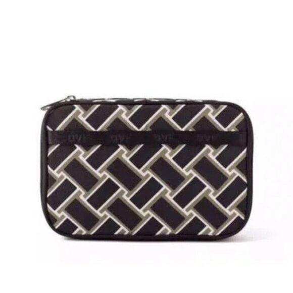 Diane Von Furstenberg Handbags - NWT Diane Von Furstenberg Neutral Black Vintage Weave Jewelry Organizer